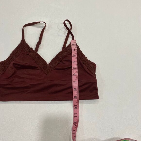Aerie Lace Trim Bralette M | Brown Soft Stretch V-Neck Bralette - Picture 4 of 5